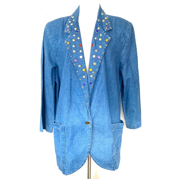 80’s Blue Embellished Studded Blazer Jacket by The Icing